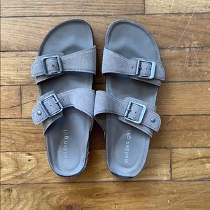 Madden Girl taupe slides
